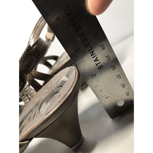 Salvador Sapena Brown Taupe Leather Peep Toe Strap Heels Women Sz 38EU/7.5US - Picture 7 of 11